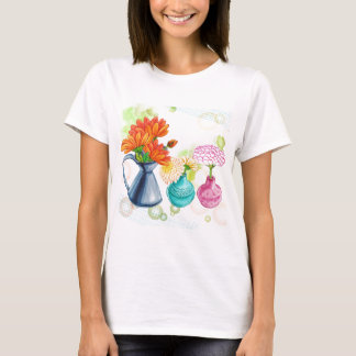 3 Vloerpotten waterkleurtekening T-shirt