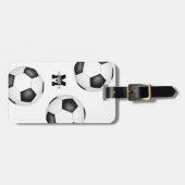 3 voetballen, monogrammen bagagelabel (Voorkant horizontaal)