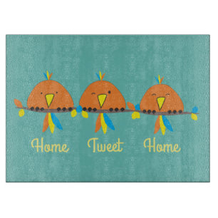 3 vogels op een Wire Home Tweet Home Snijplank