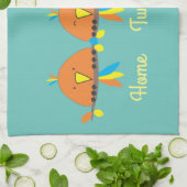 3 vogels op een Wire Home Tweet Home Theedoek (Gevouwen)