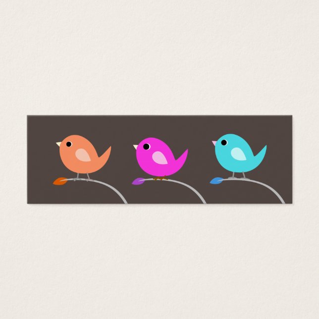3 Vogelsoorten Bladwijzer Mini Visitekaartjes (Voorkant)