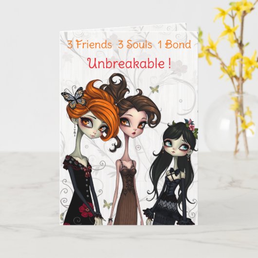 3 Vrienden Drie Zielen 1 Bond Vriendschap Verjaard Kaart (Gele Bloem)