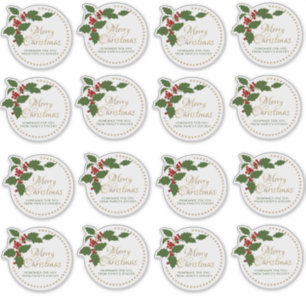3" Vrolijk Kerstmis Holly & Berry Food Gift Tin Sticker