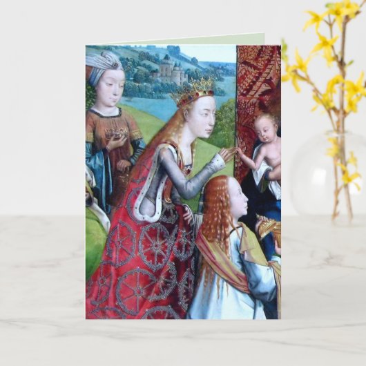 3 Vrouw Zagen in een tuin (detail; M 070) Kaart (Gele Bloem)