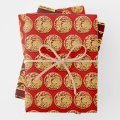 3 W/P2 Gold Chinees kanonnekonijnenjaar Kies C Inpakpapier Vel (In situ)