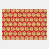 3 W/P2 Gold Chinees kanonnekonijnenjaar Kies C Inpakpapier Vel (Voorkant)
