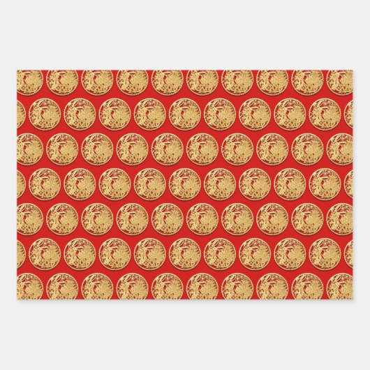 3 W/P2 Gold Chinees kanonnekonijnenjaar Kies C Inpakpapier Vel (Voorkant)