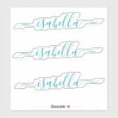 3 waterbestendige Blauwgroen Script Name Clear Win Sticker (Vel)