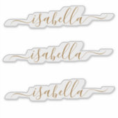 3 waterbestendige Gold Script Name Clear Window La Sticker (Voorkant)