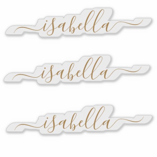 3 waterbestendige Gold Script Name Clear Window La Sticker (Voorkant)