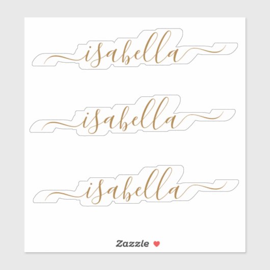 3 waterbestendige Gold Script Name Clear Window La Sticker (Vel)