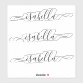 3 waterbestendige zwarte scriptnaam Wis vensterlap Sticker (Vel)