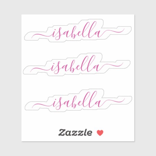 3 waterdichte magenta Roze Script Name Water Fles Sticker (Vel)