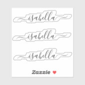 3 waterdichte zwarte scriptnaam Wis waterfles Sticker (Vel)