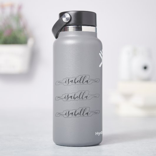 3 waterdichte zwarte scriptnaam Wis waterfles Sticker (HydroFlask)