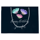 3  Waterverf Butterflies Birthday Groot Cadeauzakje (Voorkant)