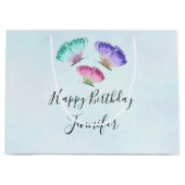 3  Waterverf Butterflies Birthday Groot Cadeauzakje (Voorkant)