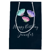 3  Waterverf Butterflies Birthday Medium Cadeauzakje (Achterkant)