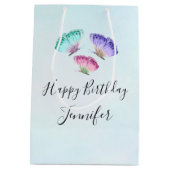 3 Waterverf Butterflies Birthday Medium Cadeauzakje (Achterkant)