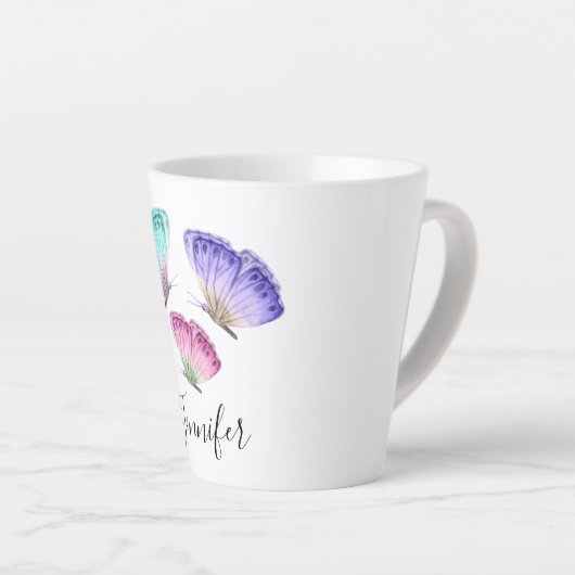 3  Waterverf van astel Butterflies Latte Mok (Rechterhoek)