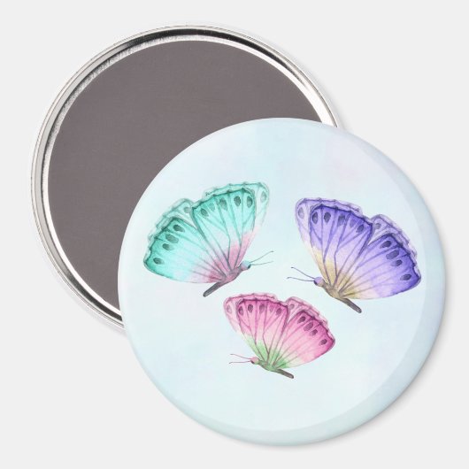 3  Waterverf van astel Butterflies Magneet (Voorkant / Achterkant)