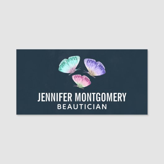 3  Waterverf van astel Butterflies Naamplaatje (Voorkant)