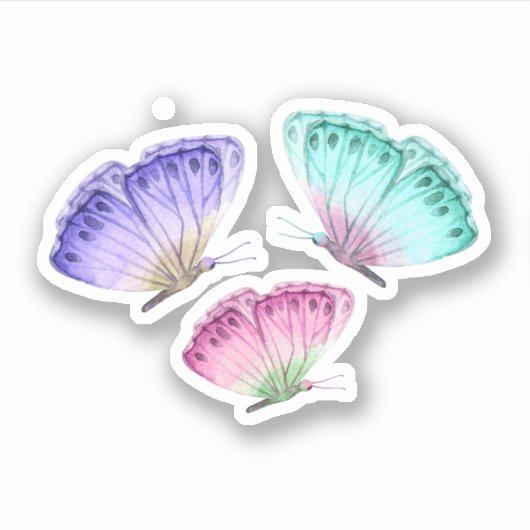 3  Waterverf van astel Butterflies Sticker (Voorkant)