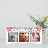 3 Waterverf voor prettige feestdagen Garland & Bow Feestdagenkaart (Staand voorkant)