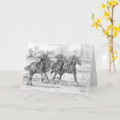 3-Way Horse Race Neck 'n Neck Art beroemd gemaakt  Kaart (Gele Bloem)