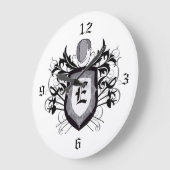 3 Weapons Crest Grey Fencing Clock Grote Klok (Hoek)