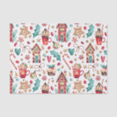 3 Weefselbladen, Naam op Magic Christmas Pattern Tissuepapier (Voorkant)