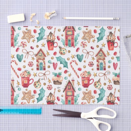 3 Weefselbladen, Naam op Magic Christmas Pattern Tissuepapier (Craft)