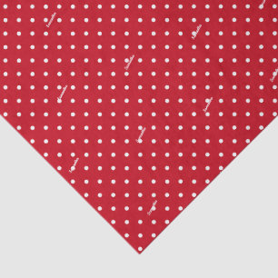 3 Weefselvellen, Naam op Rode & Witte Polka Dots Tissuepapier