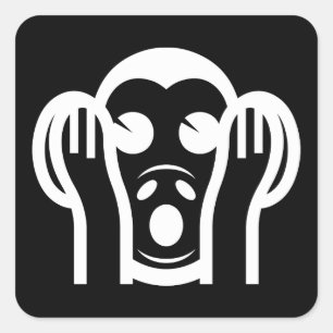 3 Wijze Apen Kikazaru 聞かざる Geen Kwaad Horen Emoji Vierkante Sticker