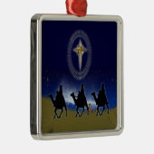3 Wijze Mannen & Ster van Bethlehem Kerstornament Metalen Ornament (Rechts)