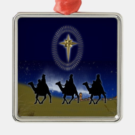 3 Wijze Mannen & Ster van Bethlehem Kerstornament Metalen Ornament (Voorkant)