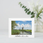 3 windmolens en kanalen, Nederlands wit briefkaart (Staand voorkant)