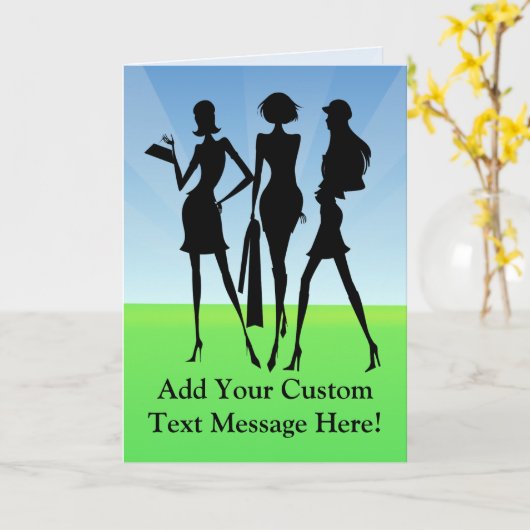 3 Winkelvrouwen vrienden Kaart (Gele Bloem)