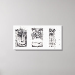 3 Wise-apen voor apenjaar 2016 Canvas Afdruk
