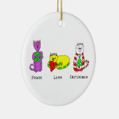 3 Wise Cats - Peace, Love, Kerstmis - Holiday Keramisch Ornament (Rechts)