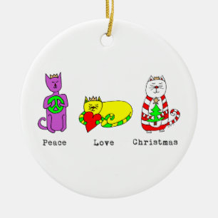 3 Wise Cats - Peace, Love, Kerstmis - Holiday Keramisch Ornament