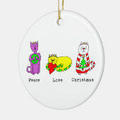 3 Wise Cats - Peace, Love, Kerstmis - Holiday Keramisch Ornament (Links)