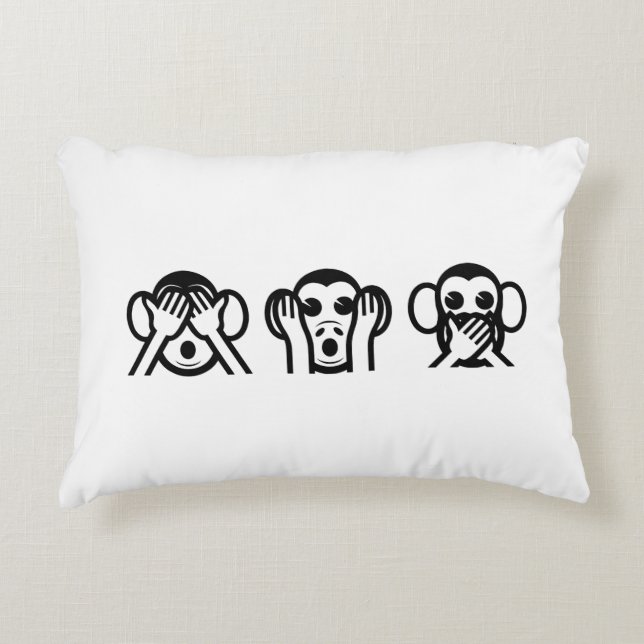 3 Wise Monkeys Emoji Accent Kussen (Voorkant)