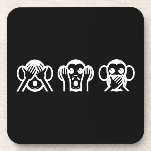 3 Wise Monkeys Emoji Bier Onderzetter (Voorkant)