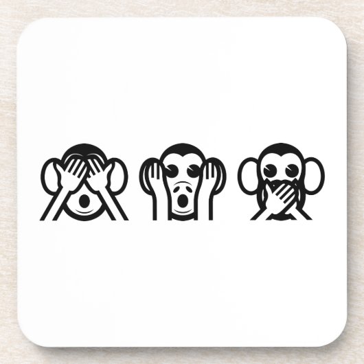 3 Wise Monkeys Emoji Bier Onderzetter (Voorkant)