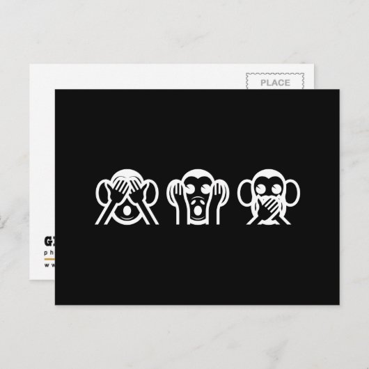 3 Wise Monkeys Emoji Briefkaart (Voorkant / Achterkant)