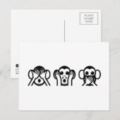 3 Wise Monkeys Emoji Briefkaart (Voorkant / Achterkant)