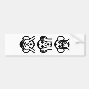 3 Wise Monkeys Emoji Bumpersticker