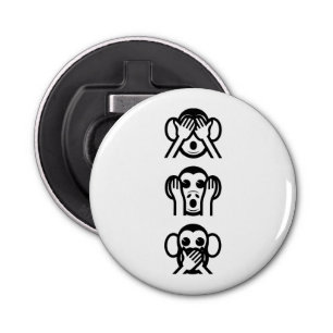 3 Wise Monkeys Emoji Button Flesopener