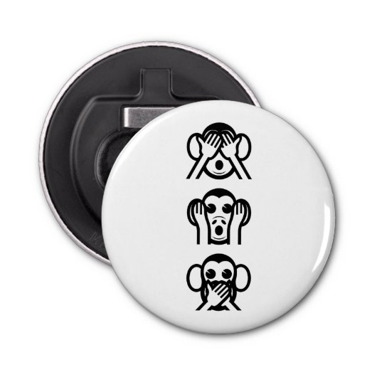 3 Wise Monkeys Emoji Button Flesopener (Voorkant)